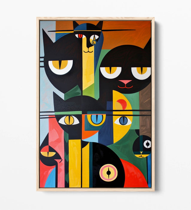Abstract Cat Canvas - Bauhaus Wall Art | Float Effect Canvas Print UK Made