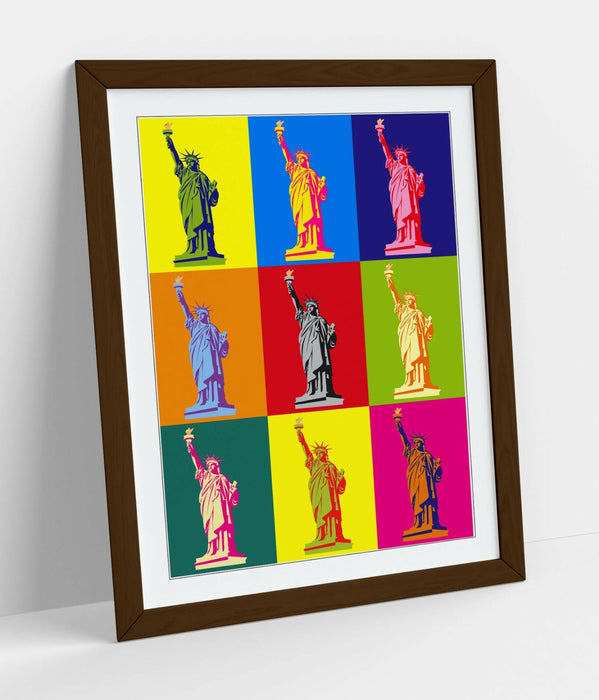 STATUE OF LIBERTY COLOURFUL POP ART -FRAMED WALL ART PICTURE PRINT