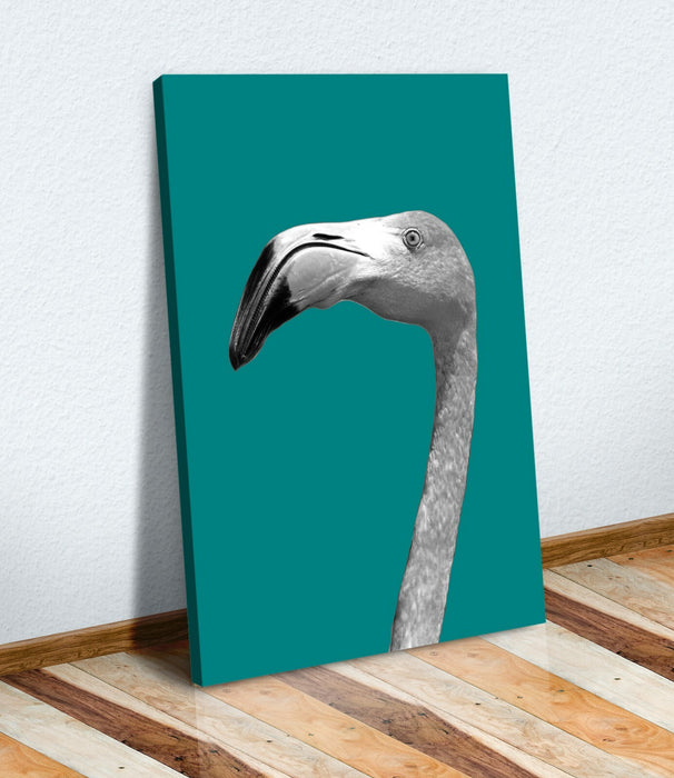 Flamingo Canvas Art – Black And White Teal Wall Decor On Premium Canvas Print