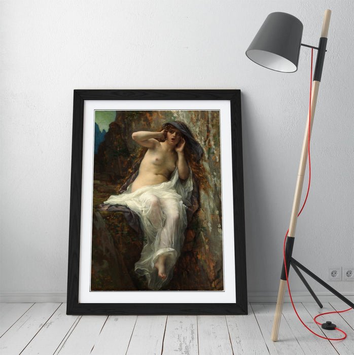 Framed Wall Art Poster - Alexandre Cabanel Echo Painting with Wood Grain Frame