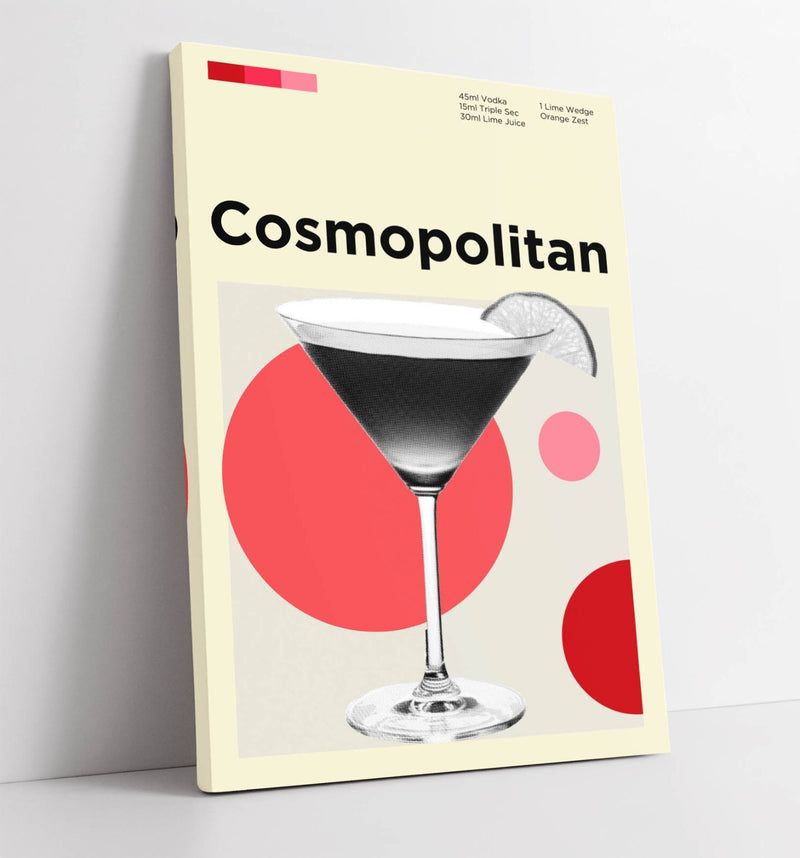 Cosmopolitan Cocktail Poster - Funky Canvas Wall Art | Handmade UK Artwork