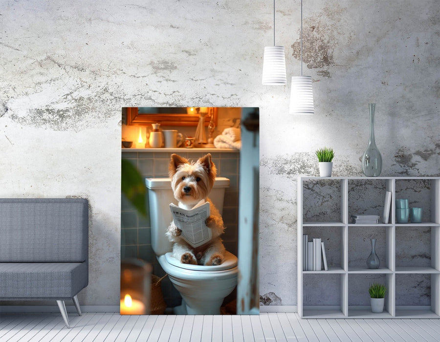 Yorkshire Terrier Canvas - Funny Dog Art Toilet Print | Bathroom Wall Decor