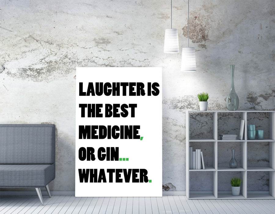 "GIN IS THE BEST MEDICINE" FUNNY QUOTE KITCHEN -CANVAS WALL ART PICTURE PRINT
