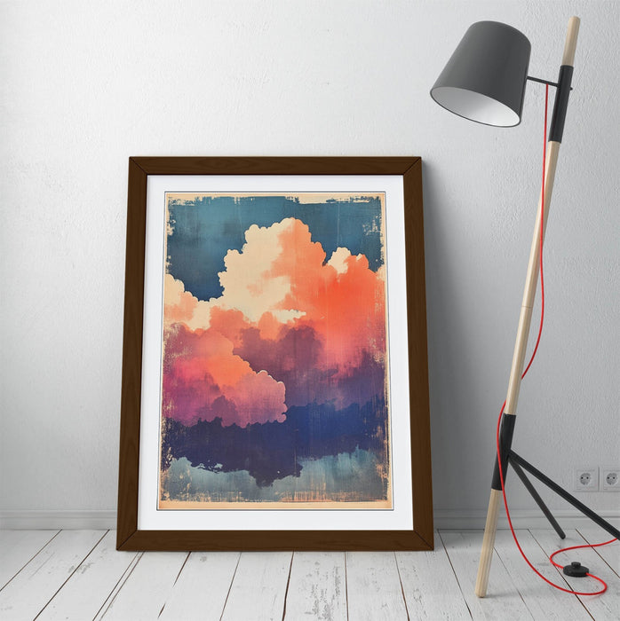 Framed Wall Art – Pink Clouds Print On Blue Sky, Ready To Hang Poster