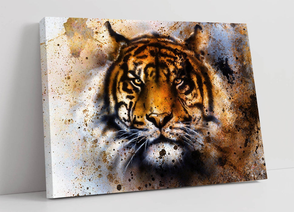 Tiger Canvas Wall Art – Abstract Rusty Background Print | Handmade Home Decor