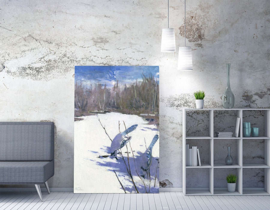 Canvas Wall Art - Blue Jays Artwork Handmade Bird Canvas Print with Vibrant Finish