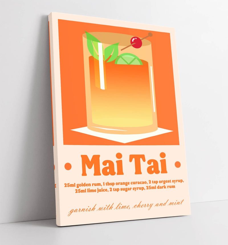 Mai Tai Cocktail Poster – Handmade Canvas Wall Art With Premium Varnish Finish