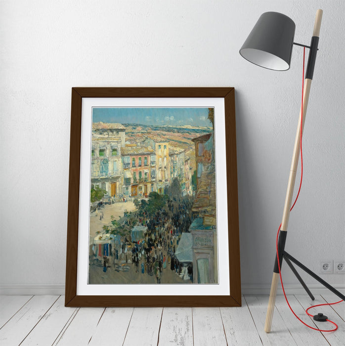 Framed Wall Art - Childe Hassam El Zocodover Toledo Spain Poster Print with Wood Grain Frame