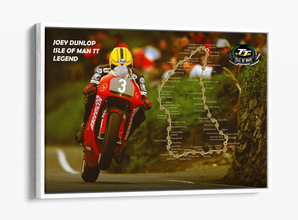 Canvas Wall Art - Joey Dunlop Isle Of Man TT Racing Float Effect Print - Red