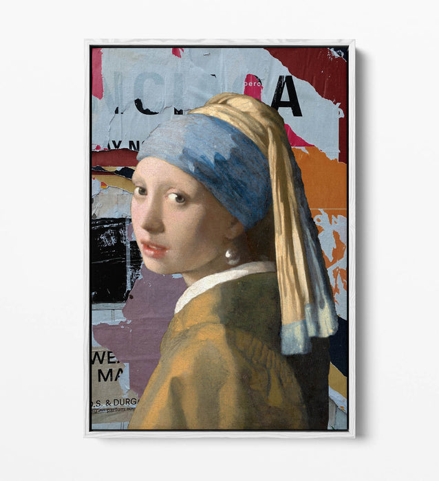 Float Effect Canvas Art – Girl With Pearl Earring Graffiti Print On MDF Frame