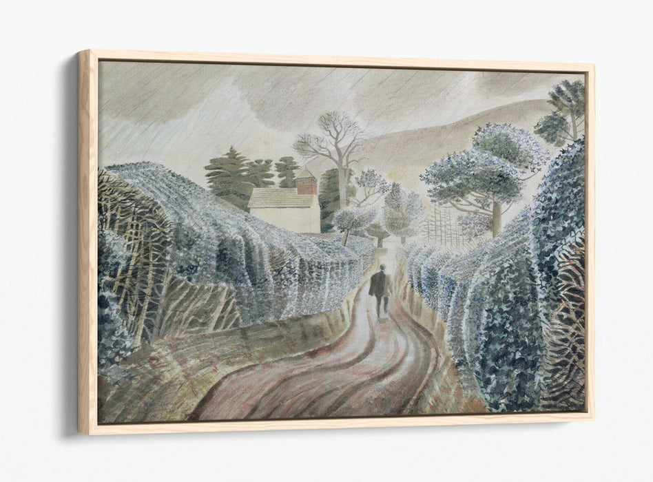 ERIC RAVILIOUS WET AFTERNOON FLOAT EFFECT CANVAS WALL ART PIC PRINT- WHITE