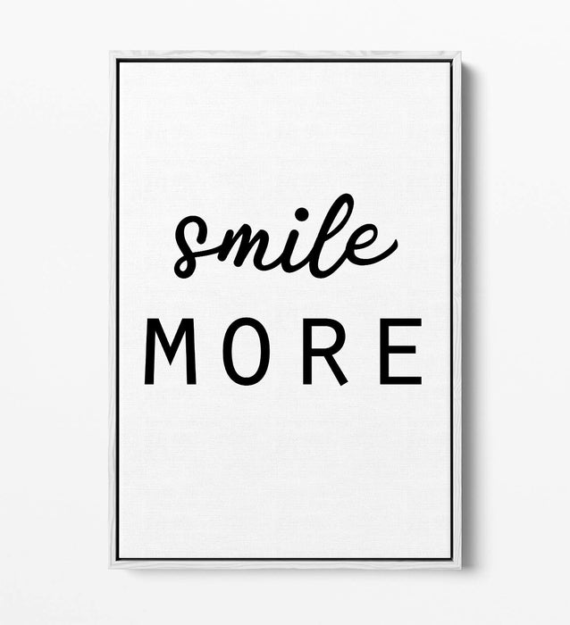 "SMILE MORE" POSITIVITY QUOTE SLOGAN HOME -FLOAT EFFECT CANVAS WALL ART PRINT