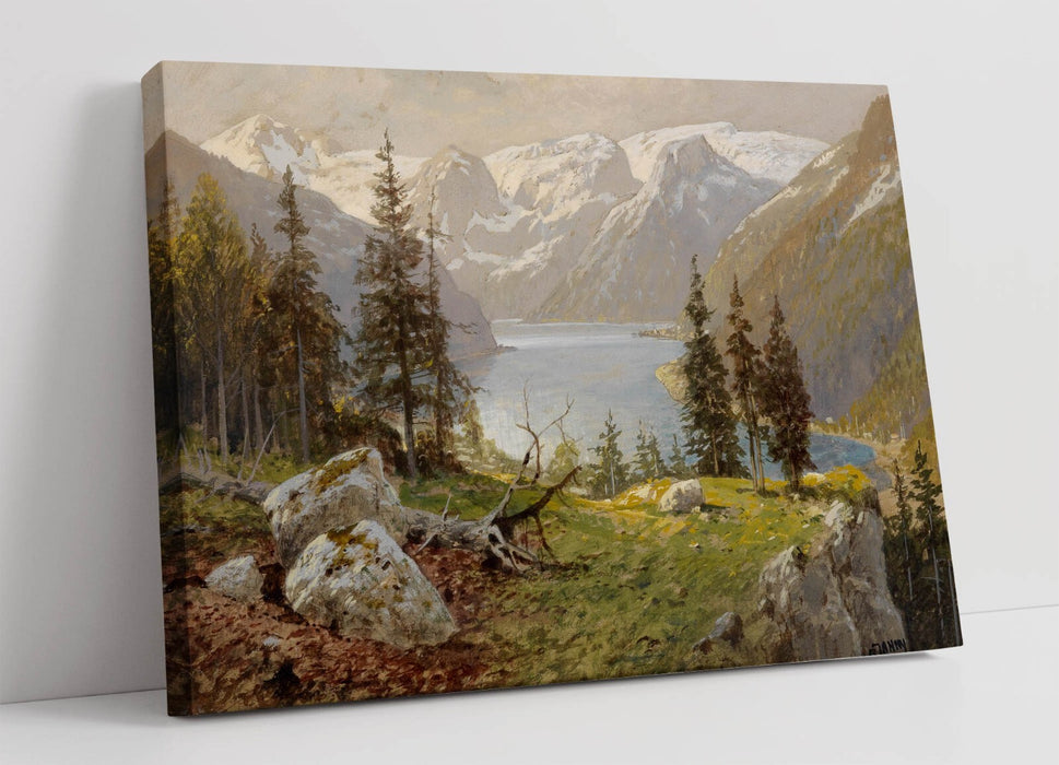 Canvas Wall Art - Georg Janny Hallstatt Lake Print | Handmade Decorative Wall Decor
