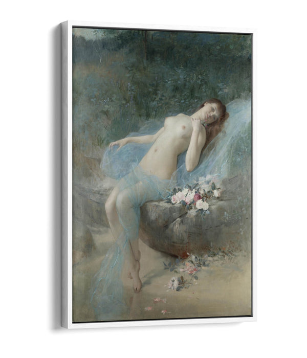 Canvas Wall Art Print - Reclining Nude Float Effect on Premium MDF Frame