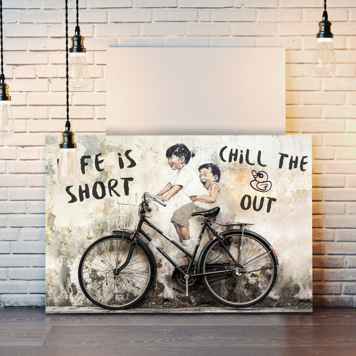LIFE IS SHORT CANVAS WALL GRAFFITI ART PRINT ARTWORK FRAMED POSTER NOT BANKSY