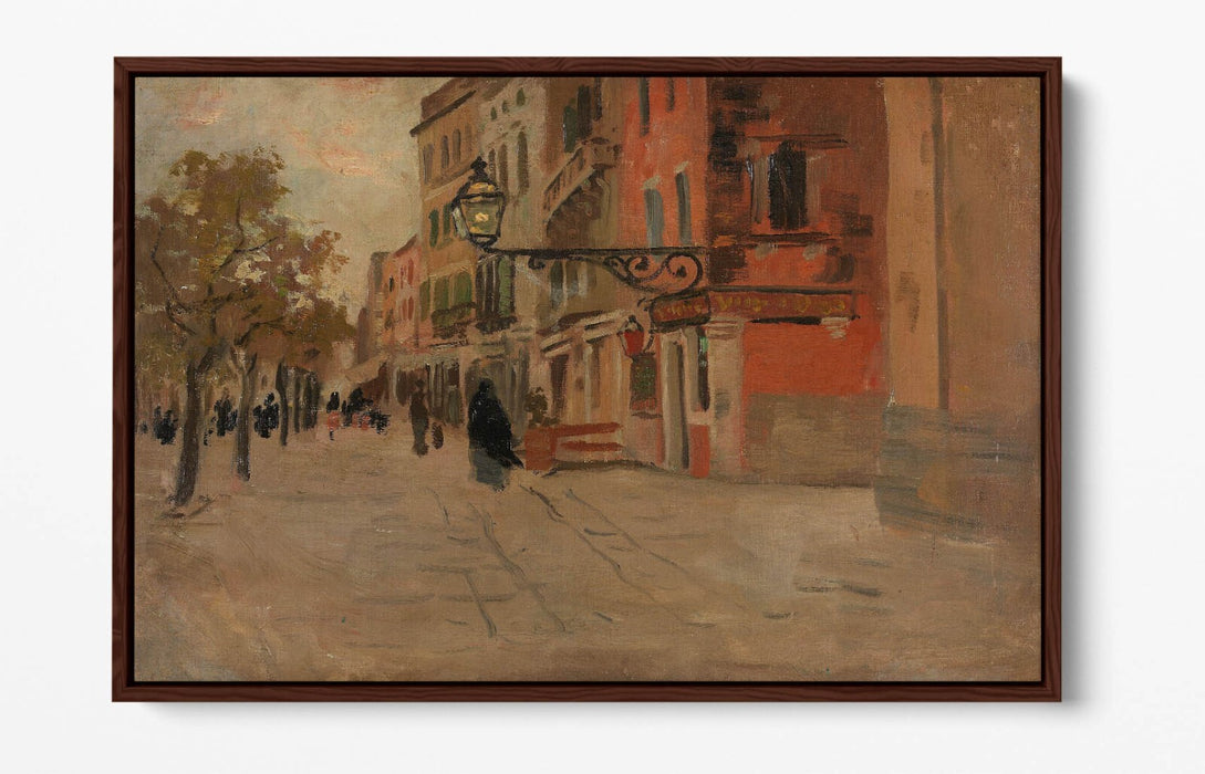 FRITS THAULOW, STREET IN VENICE -FLOAT EFFECT CANVAS WALL ART PIC PRINT