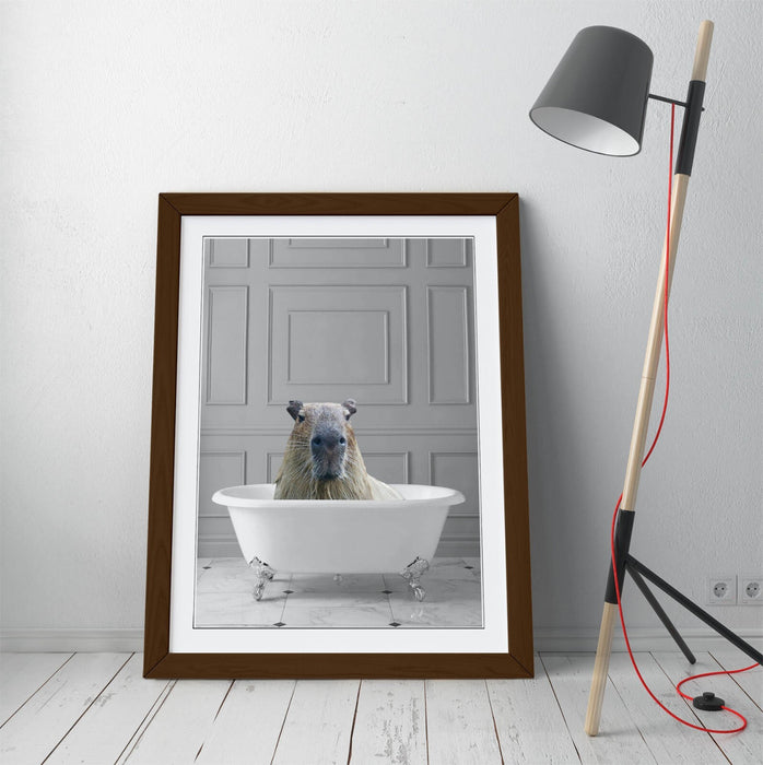 CAPYBARA IN BATHTUB -QUIRKY ART FRAMED POSTER PICTURE PRINT BATHROOM ARTWORK