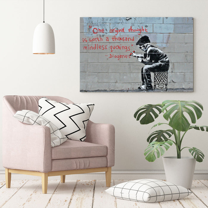 BANKSY CANVAS STREET WALL ART PRINT ARTWORK - ORIGINAL THOUGHT