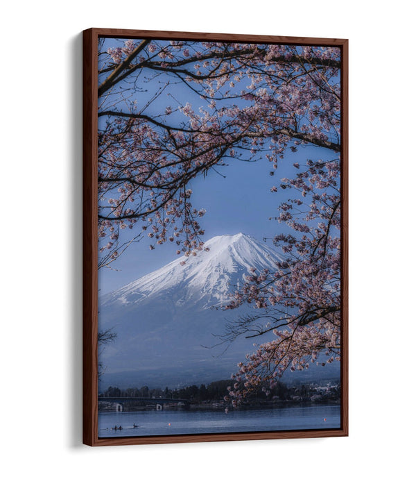VIEW OF MOUNT FUJI WITH CHERRY BLOSSOM TREE FLOAT EFFECT CANVAS WALL ART PRINT