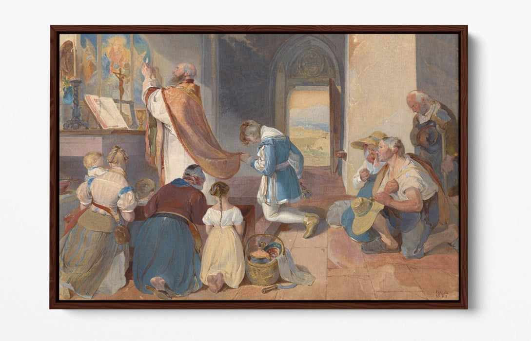 Canvas Wall Art – Peter Fendi Fridolin Assists With Holy Mass | Float Effect Print