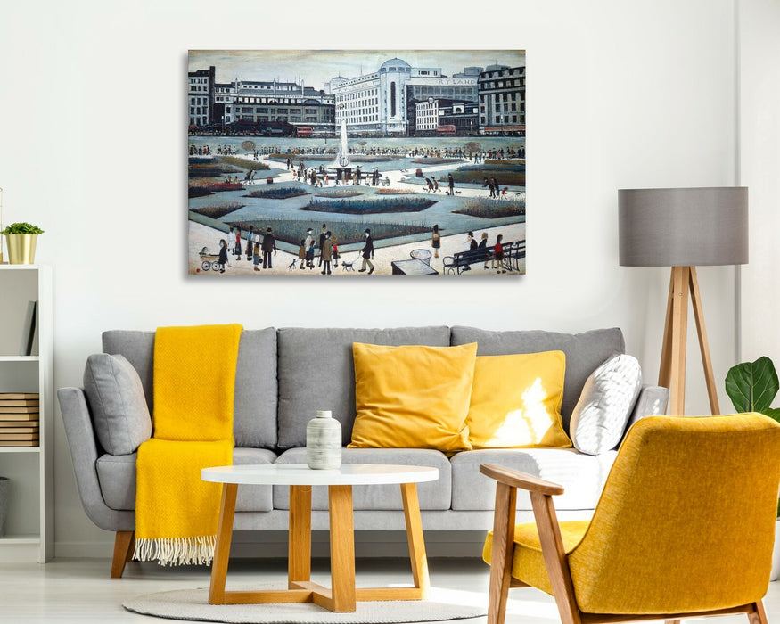 Piccadilly Gardens CANVAS WALL ART PICTURE FRAMED PRINT PAINTING LS Lowry Style