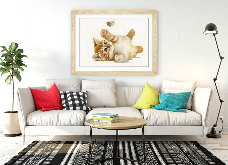 Kitten Wall Art – Cute Kitten Decor Watercolor Poster | Framed Art Print UK Made