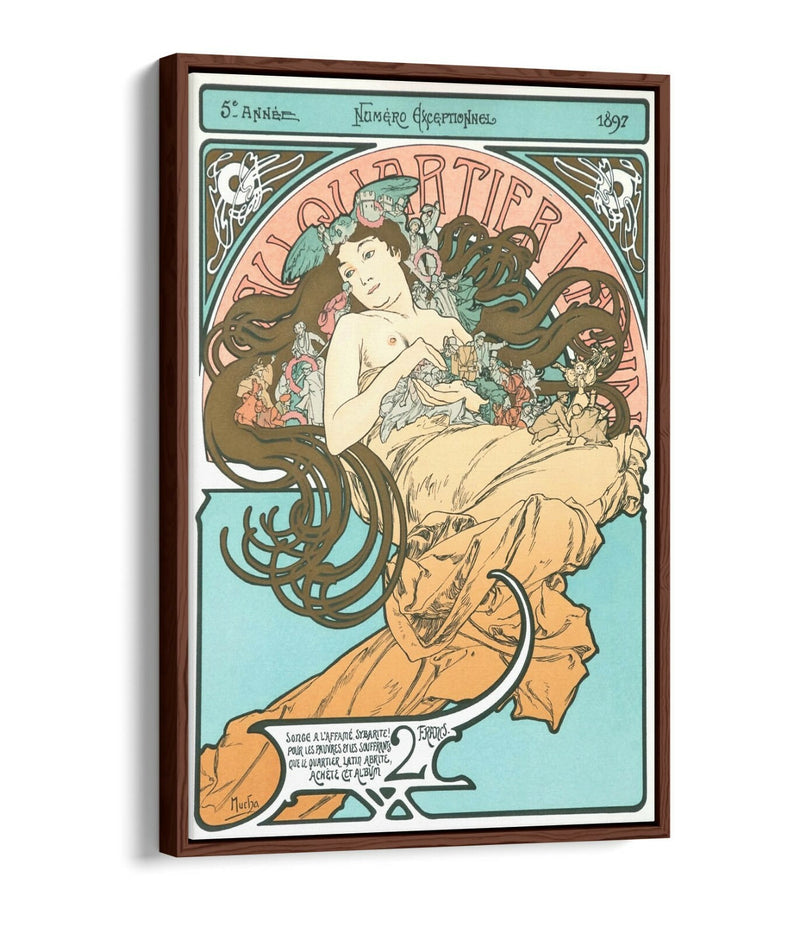 Canvas Wall Art - Alphonse Mucha Latin Quarter Float Effect Print on 30mm Deep Frame