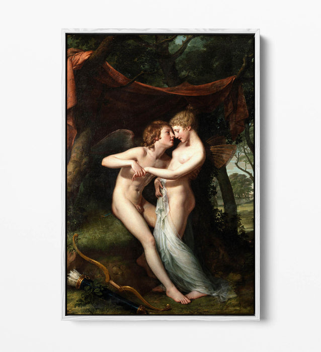 HUGH DOUGLAS HAMILTON, CUPID AND PSYCHE -FLOAT EFFECT CANVAS WALL ART PRINT