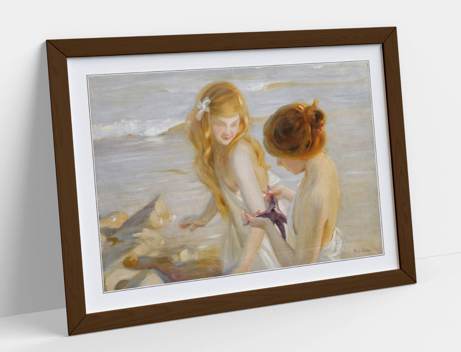 Framed Wall Art Poster - Two Girls With Starfish Painting Print | Handmade Decor