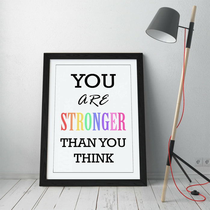 "YOU ARE STRONGER" MOTIVATIONAL QUOTE SLOGAN -FRAMED WALL ART PICTURE PRINT