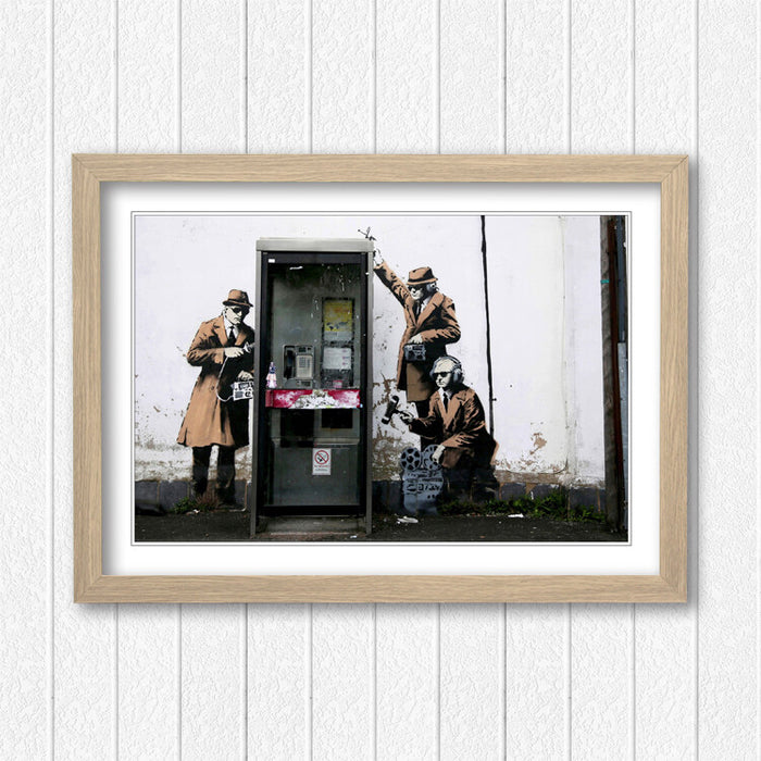 Banksy Framed Art – MI5 Spies Artwork | Handmade UK Frame | Urban Street Art Print