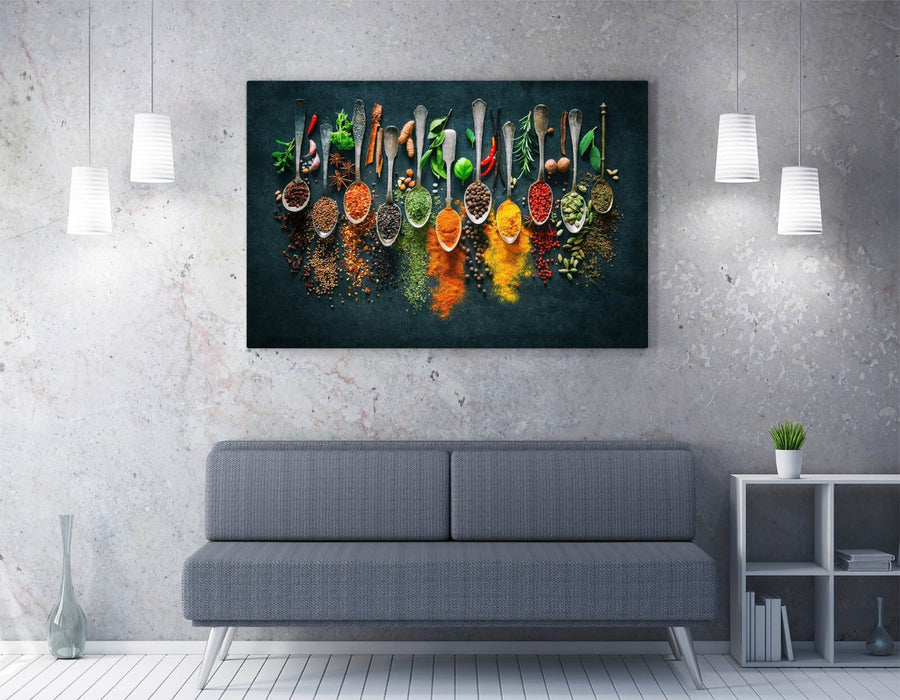 Kitchen Canvas Wall Art - Herbs And Spices Spoon Print | Handmade Decor