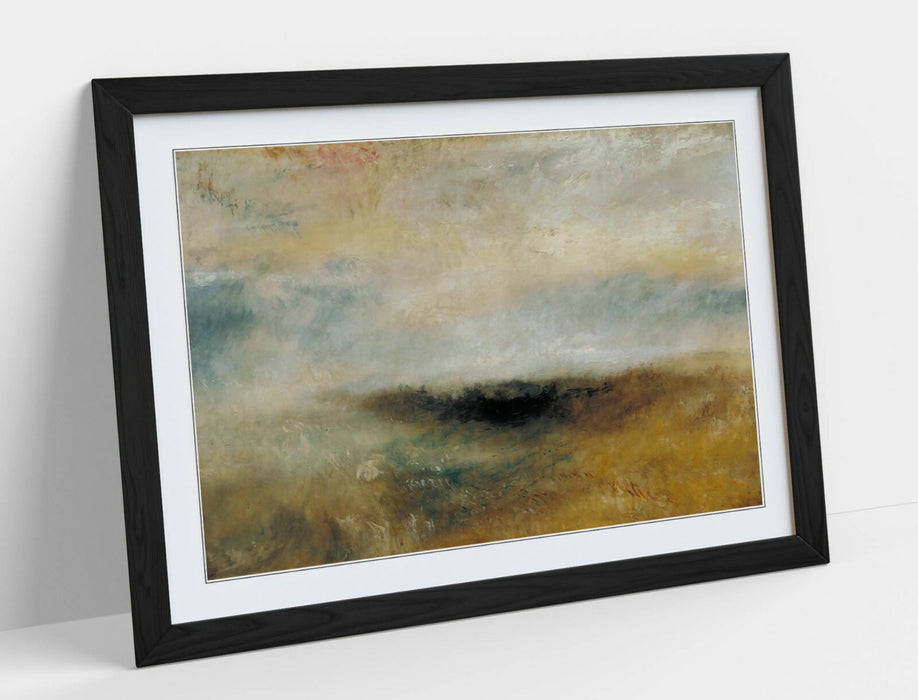 Framed Art Poster – J M W Turner Storm Seascape Art With Natural Wood Frame