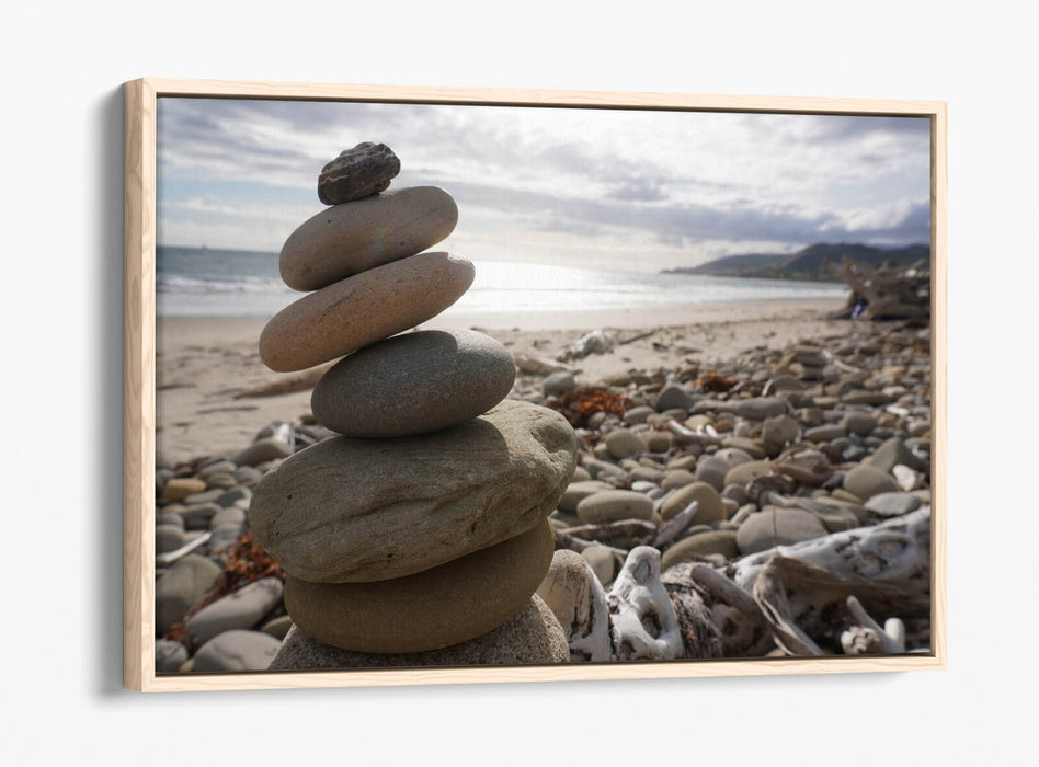 Canvas Wall Art – Stacked Zen Stones Float Effect Print | Handmade Coastal Decor