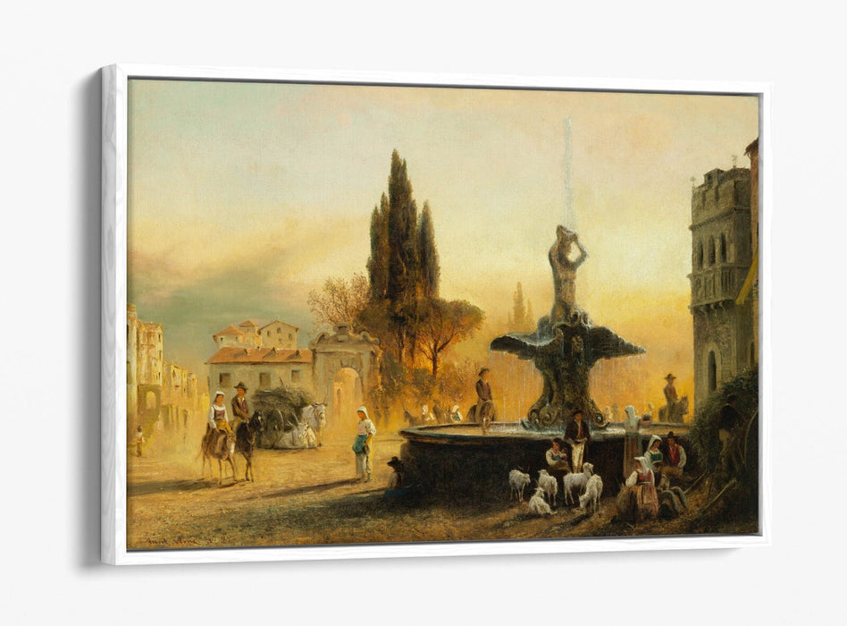 Float Effect Canvas Art | Albert Arnz Piazza Barberini Rome – Vibrant Handmade Wall Decor