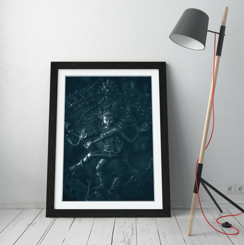 Dancing Shiva Poster – Handmade UK Framed Wall Art | Hinduism Art Print Grey