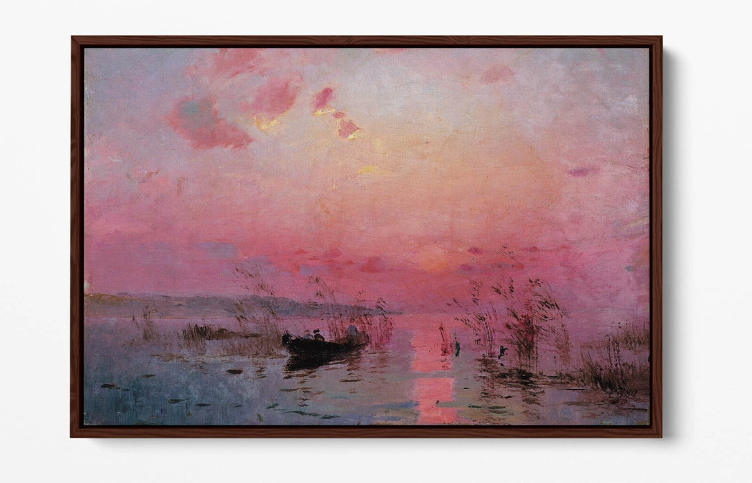 SERHII VASYLKIVSKY, SUNSET OVER THE LAKE -FLOAT EFFECT CANVAS WALL ART PRINT