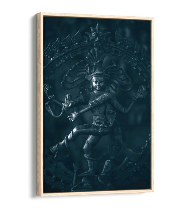 Canvas Wall Art – Dancing Shiva Hinduism Float Effect Print on Grey Canvas
