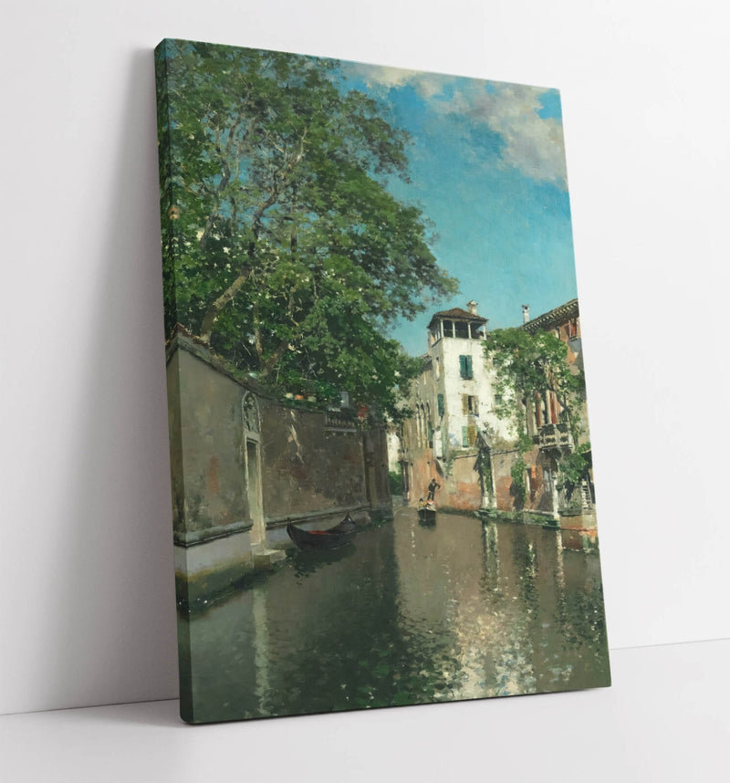 Canvas Wall Art - Martin Rico Venice Canal Painting on Handmade Canvas Print