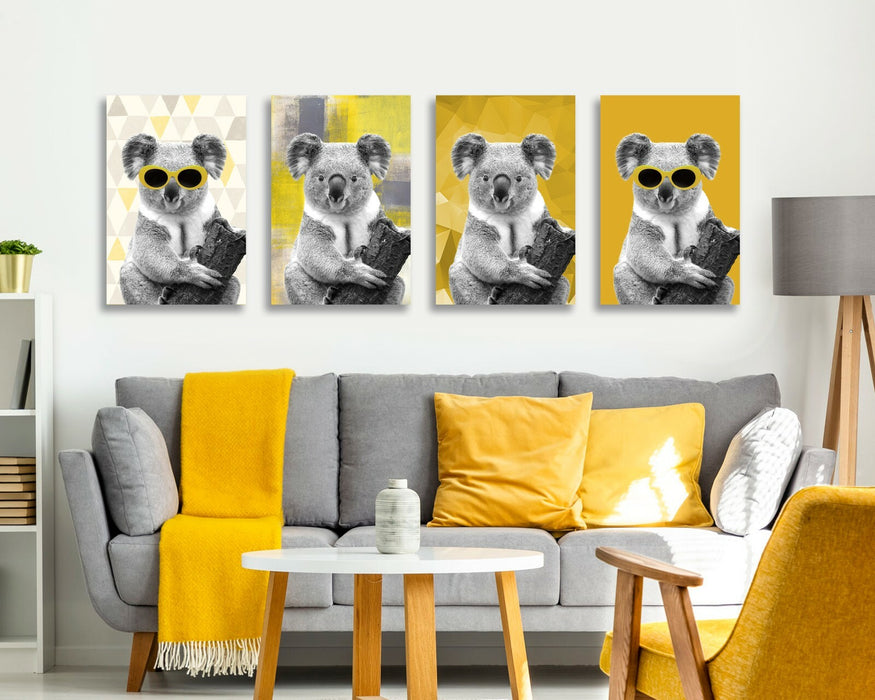 Koala Canvas Wall Art - Handmade Animal Canvas Print | Yellow Mustard Decor