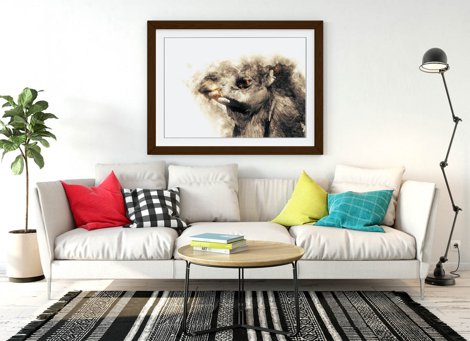 CAMEL SKETCH ABSTRACT ANIMAL ART DECOR -FRAMED ART POSTER PICTURE PRINT