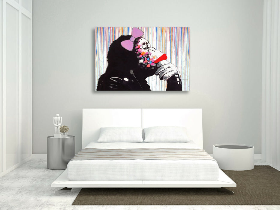 BANKSY DJ MONKEY FEMALE CANVAS WALL ART PICTURE PRINT ARTWORK GRAFFITI
