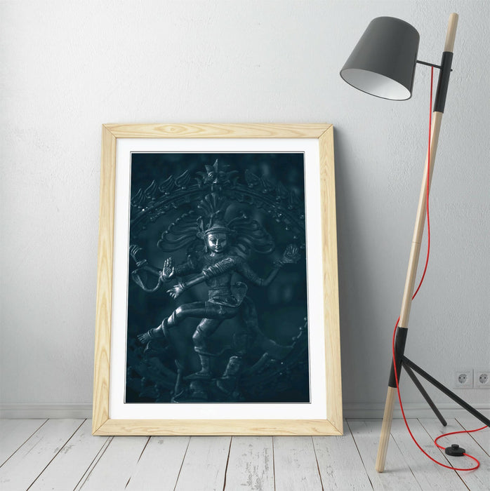 Dancing Shiva Poster – Handmade UK Framed Wall Art | Hinduism Art Print Grey
