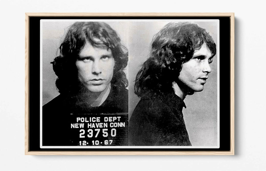 JIM MORRISON MUGSHOT 1 -FLOAT EFFECT CANVAS WALL ART PIC PRINT- BLACK & WHITE