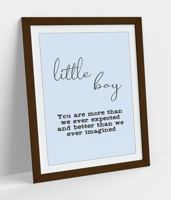 "LITTLE BOY" NURSERY BABY KIDS ROOM QUOTE SLOGAN -FRAMED WALL ART PICTURE PRINT