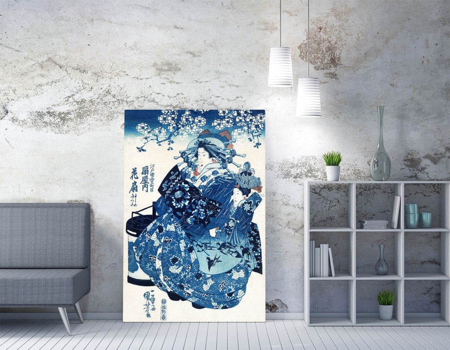 Japanese Canvas Wall Art – Utagawa Kuniyoshi Print of Japanese Woman Painting, Handmade