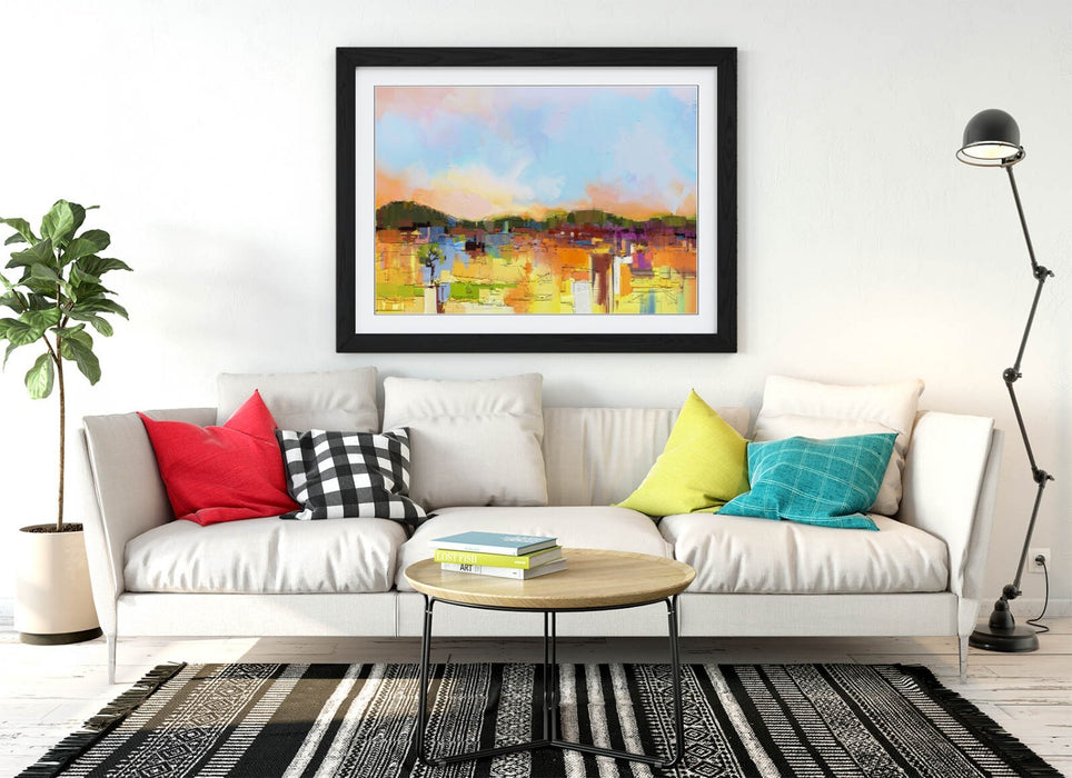 Framed Wall Art - Abstract Colourful Landscape Print | UK Made Home Decor Poster