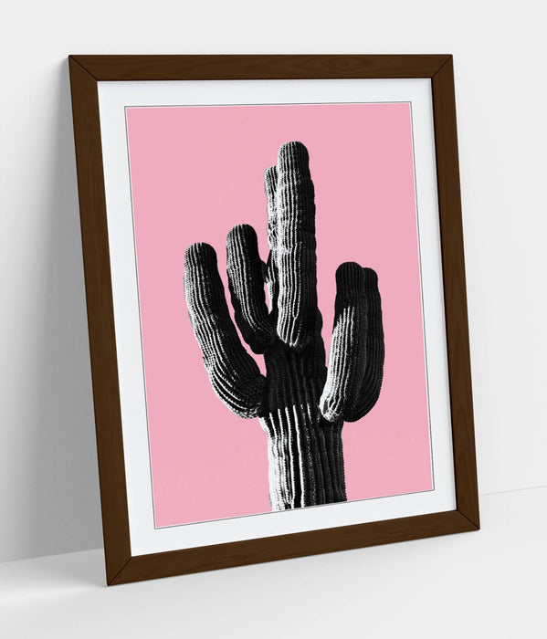 TRENDY B&W CACTUS POP ART PINK -ART FRAMED POSTER PICTURE PRINT ARTWORK