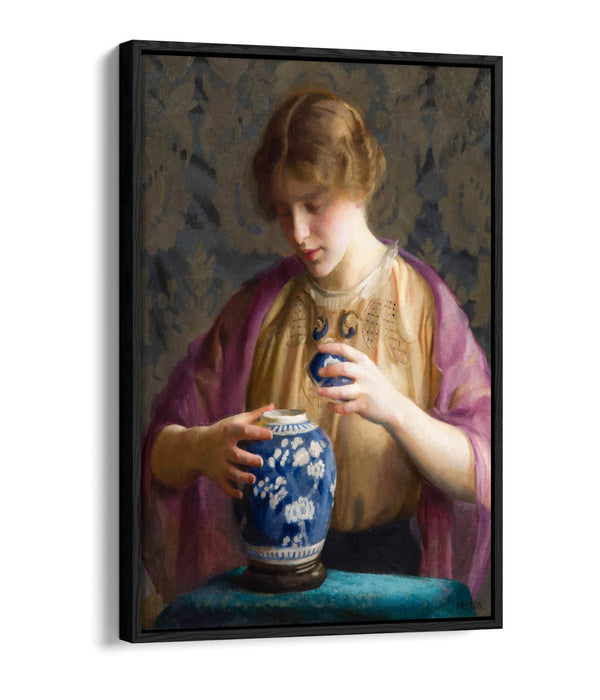 Float Effect Canvas Art - Blue Jar Canvas Print With Premium Varnish Finish