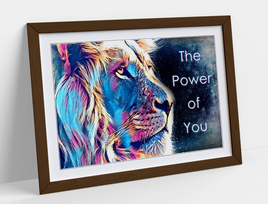 PURPLE BLUE LION SKETCH MOTIVATIONAL QUOTE -FRAMED ART POSTER PICTURE PRINT